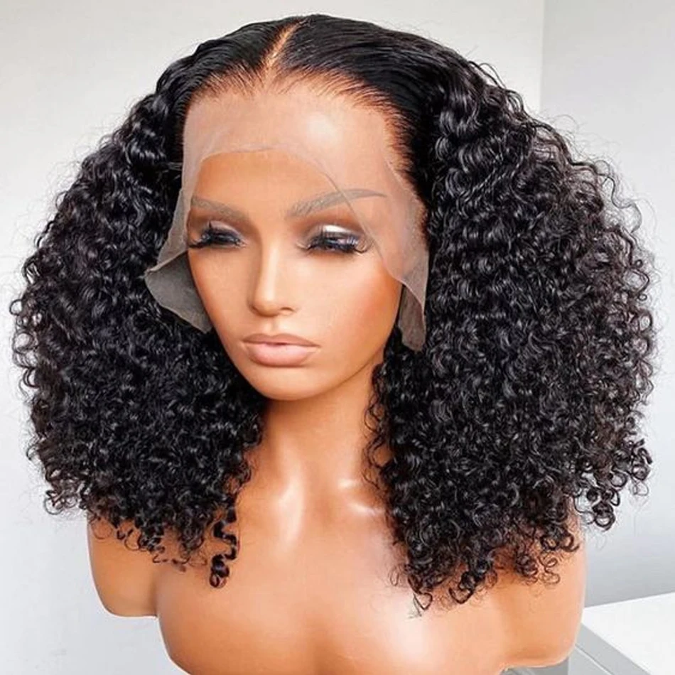 Glueless Wig Human Hair Kinky Curly Wig 13x4Lace Frontal Wig Ready To Go Short Bob perruque cheveux Lace Closure Wig Wear And Go