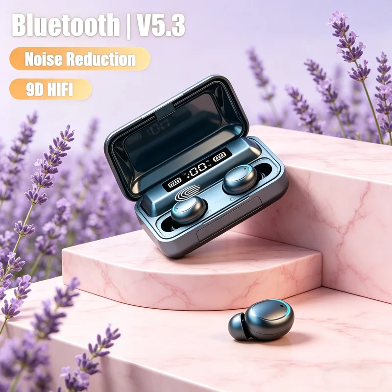 New Bluetooth Headphones 9D Stereo High Bass Sport Earphones Handfree Touch Control Tws Wireless Earbuds Waterproof Headset