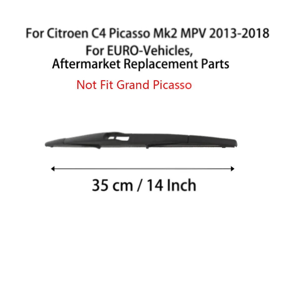 Para citroen c4 picasso mk2 mpv 2014-2013-2015-2018 braço do limpador traseiro lâmina conjunto de janela de pára-brisas