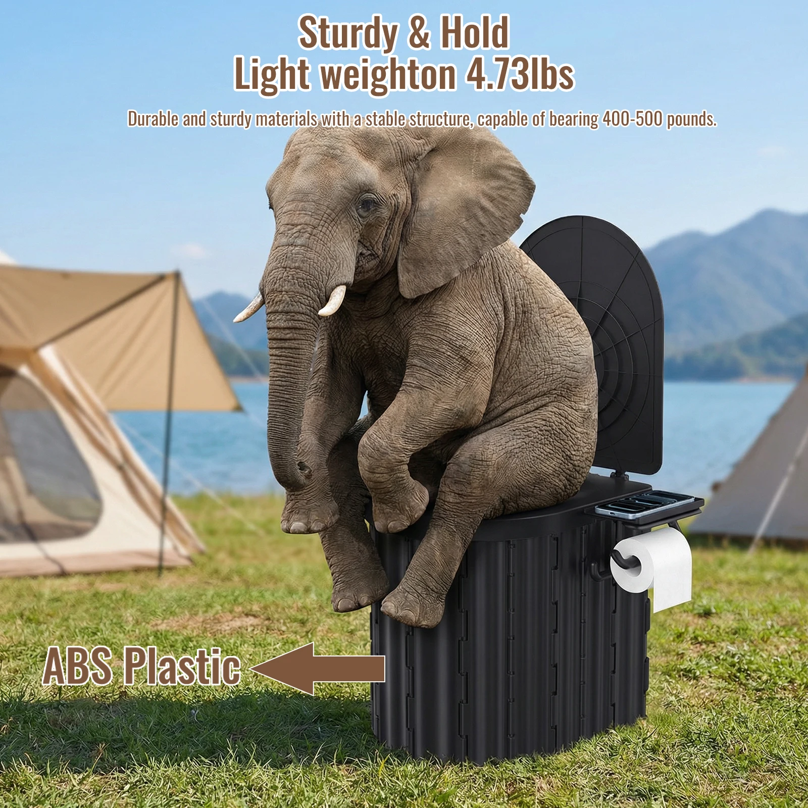 Toilettes portables pliantes avec couvercle pour le camping et les voyages