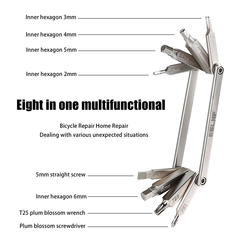 1PC 8 In 1 Function Bike Tool Portable CR-V Steel Hex Spoke Wrench Motorcycle Cycle Screwdriver Multi Bicycle Repair Tool