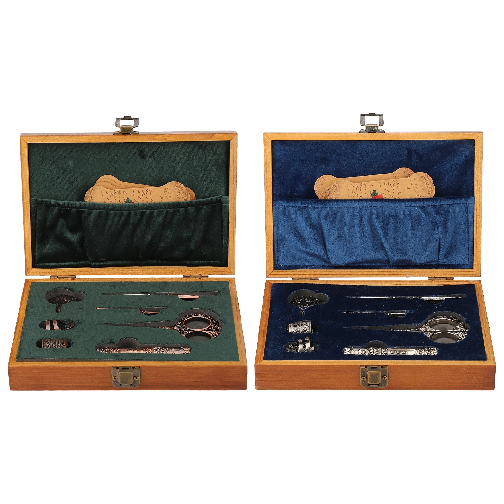 

Набор винтажных ножниц для вышивания, деревянная коробка из нержавеющей стали для шитья, многофункциональные инструменты для шитья и вышивки