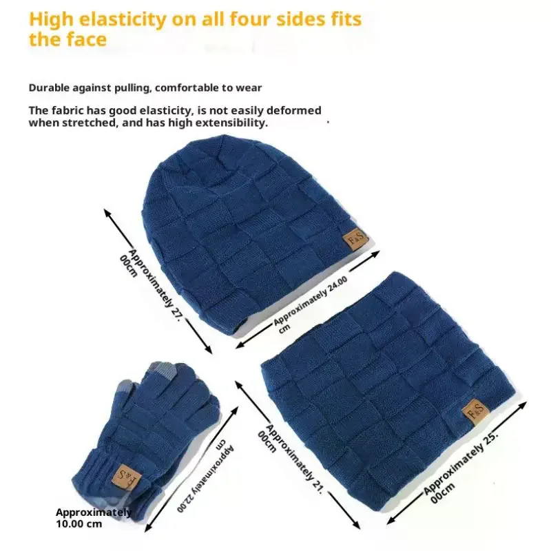 Winter Warm Thicken Hat Scarf And Gloves Set Mens Thermal Fleece Lined Slouchy Beanie Neck Scarves Gloves 3 In 1 Warm Set