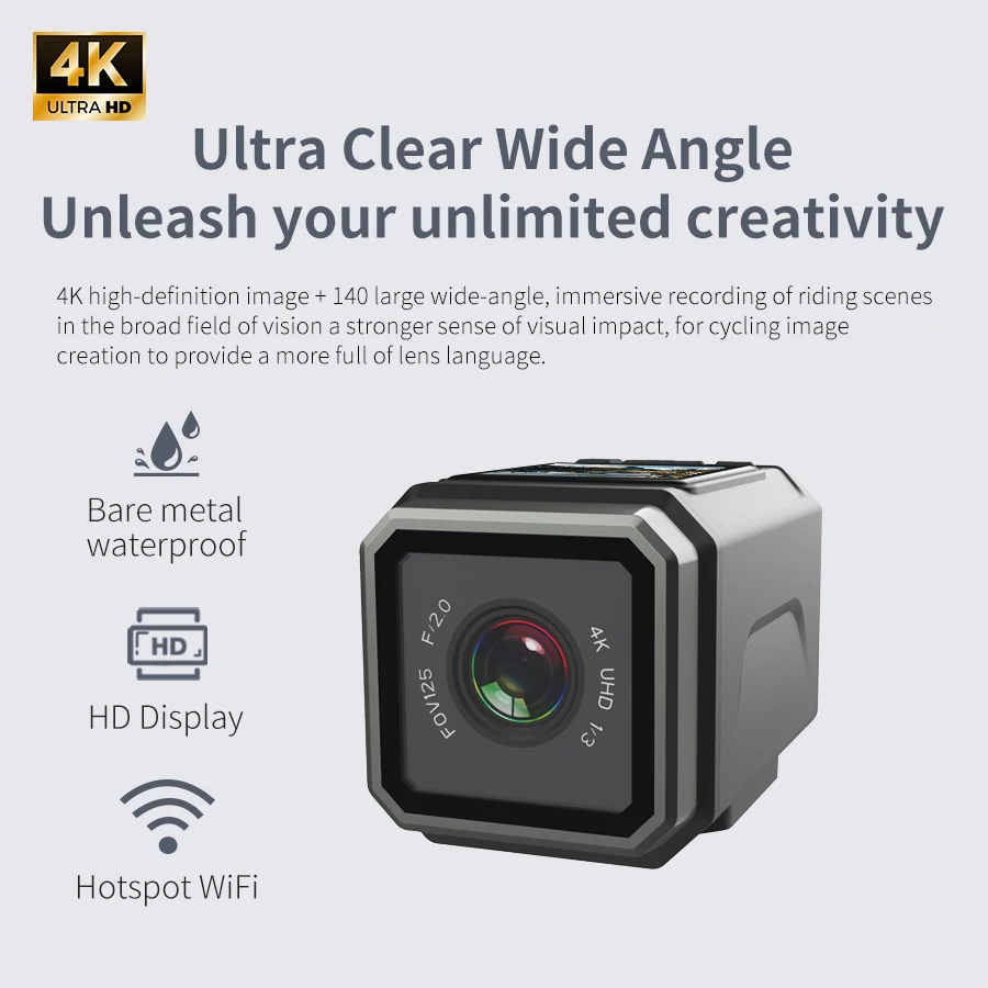 Picture 6: 4K EIS Action Camera 125° Wide Angle WiFi Waterproof Anti-Shake Voice Talk with Mount Long Lasting for Motorcycle Diving
