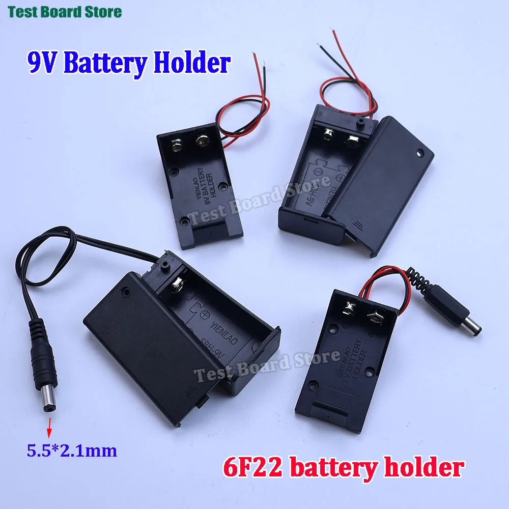 

1pcs 9V Battery Holder 9V Battery Box Clip Holder With Wire Lead ON/OFF Switch Cover Case With 5.5x2.1mm plug