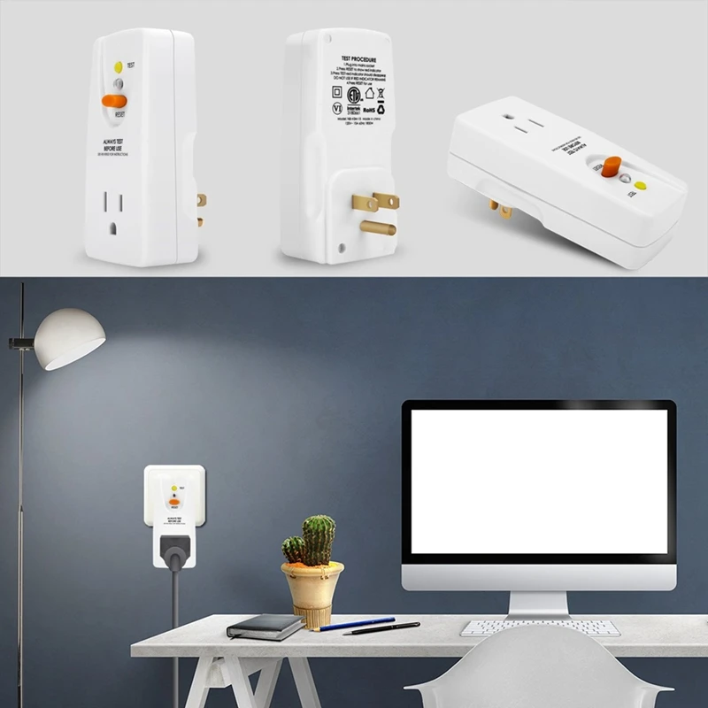 Adattatore GFCI 15 Amp 3 poli con messa a terra, spina GFCI impermeabile, interruttore circuito guasto terra Spina americana