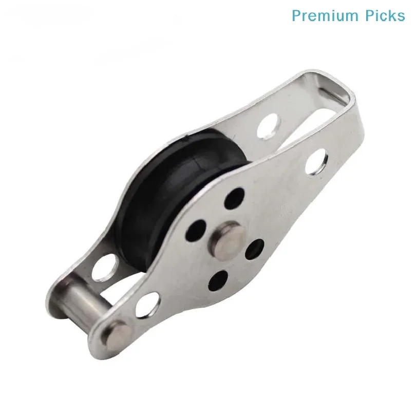 608 Lifting Pulley 304/316 Stainless Steel Nylon Sheave Single Lashing Eye Rustproof for Outdoor Camping Hiking Rope System