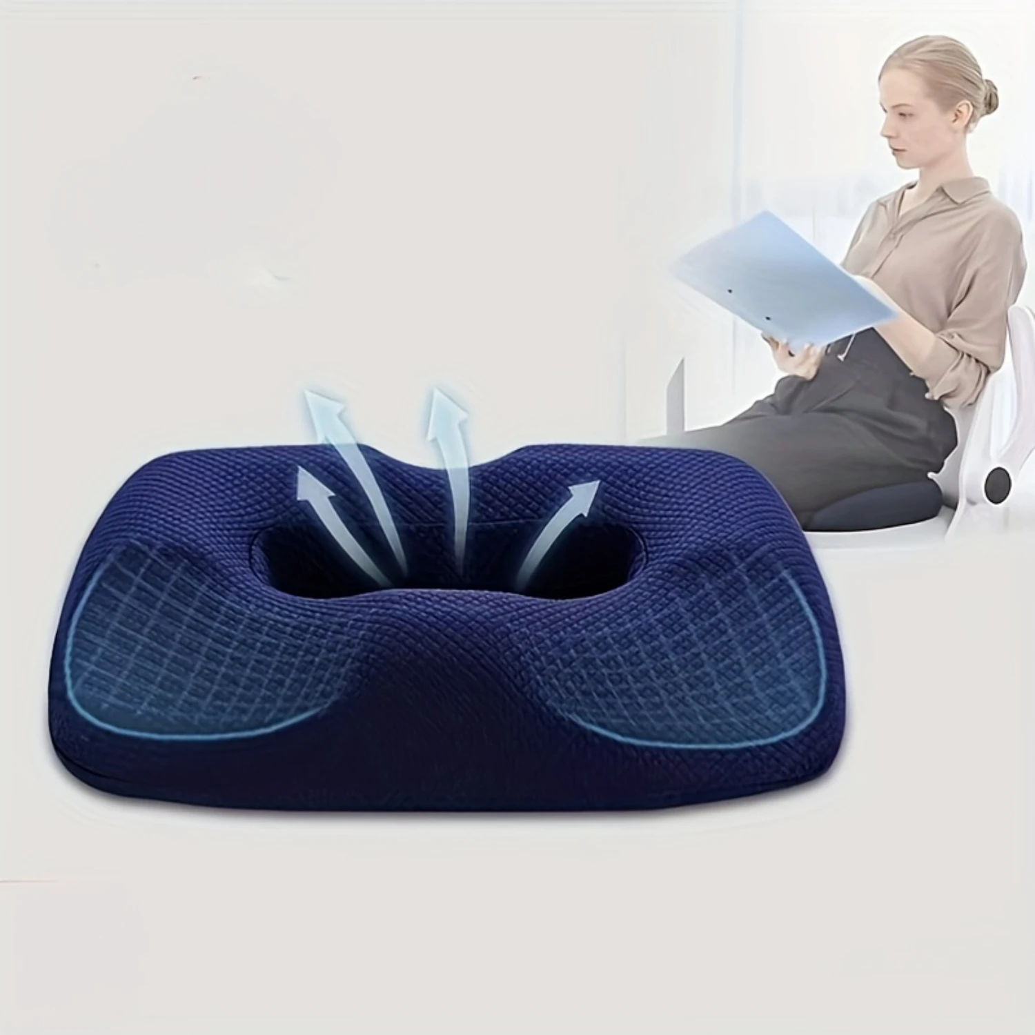 

"Airflow" Ergonomic Memory Foam Seat Cushion For Hemorrhoid Relief - Breathable, Comfortable Office Chair Pad For Spinal & Tailb