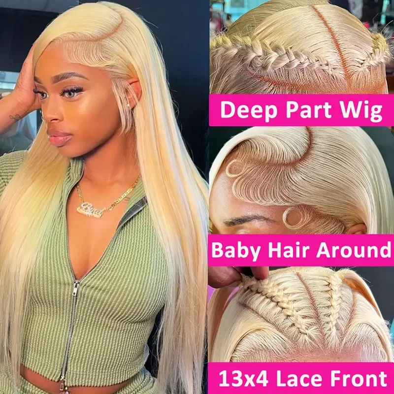 250%密度 613番 ハニーブロンド 13x4 13x6 透明レースフロント 人毛ウィッグ 女性用 カラー ストレート レースフロントウィッグ 生え際処理済み