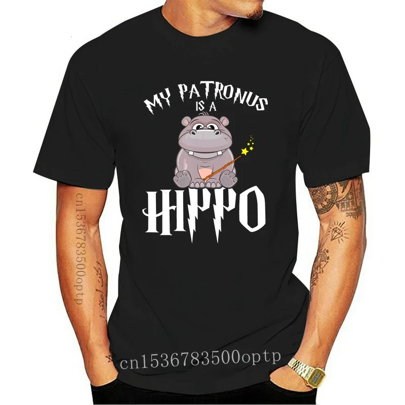 New Funny My Patronus Is A Hippo For Hippo Lover T-Shirt Black-Navy Short Men For Youth Middle-Age The Elder Tee Shirt