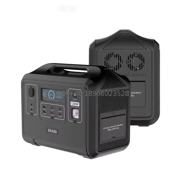 

Capacity Power Bank Station Energy Storage Battery for Home Camping Power Supply Portable Solar Power Station 1200W Large