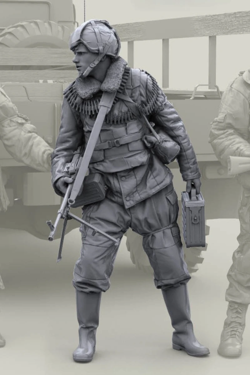 1/16 Scale Die-Cast Resin Figure Model Kit Russian Internal Troops Preparing (No Truck) Unassembled and Unpainted