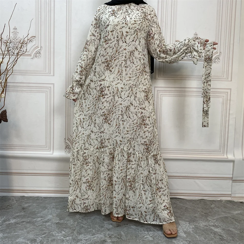 

Abaya Dubai Turkey Chiffon Print Flared Sleeve Hijab Long Dress for Muslim Abayas Islam Clothes African Dresses for Women Kaftan