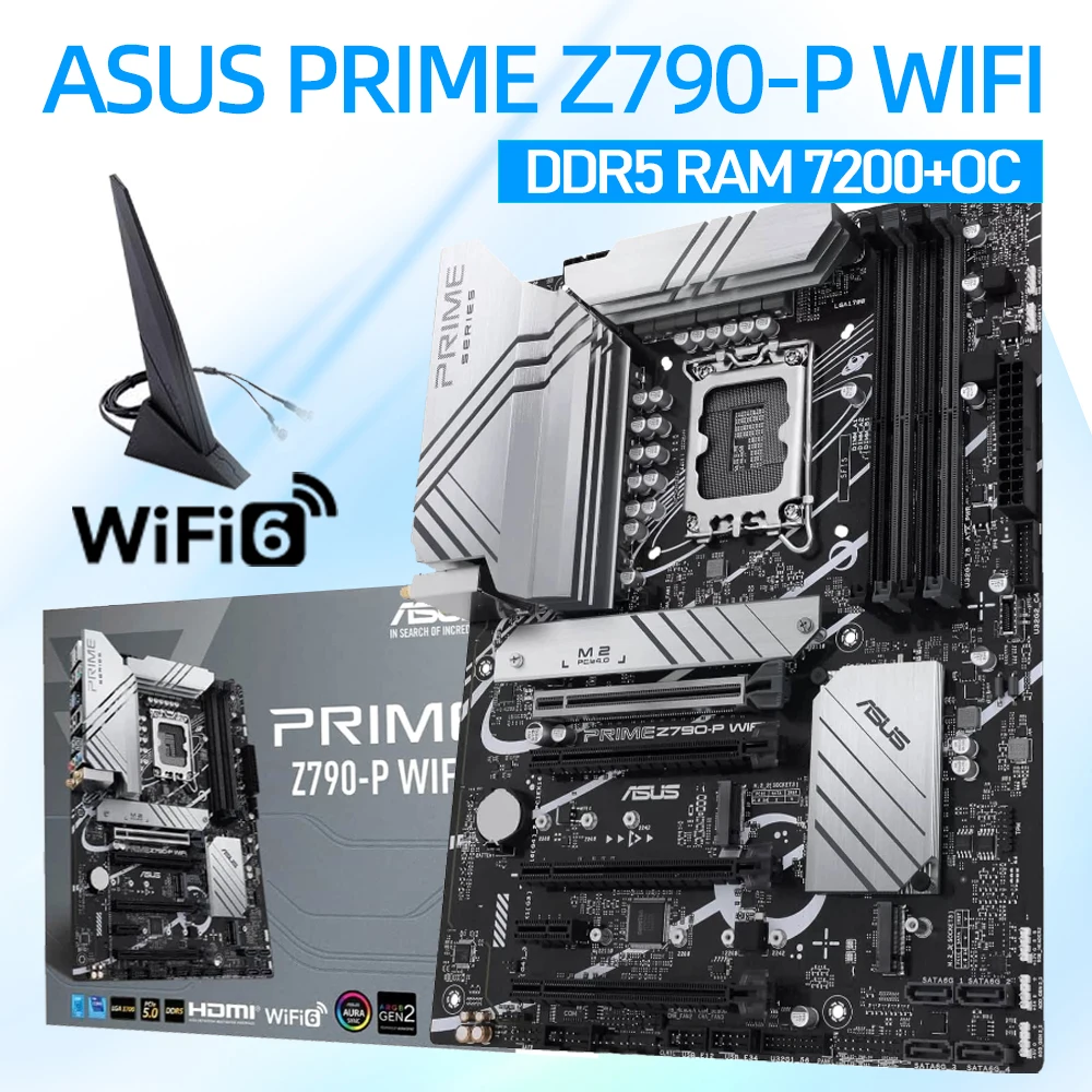 asus prime wifi mainboard soquete lga 1700 processadores intel 13th e 12th gen 7200 oc ddr5 desktop atx novo intel z790 gaming 01