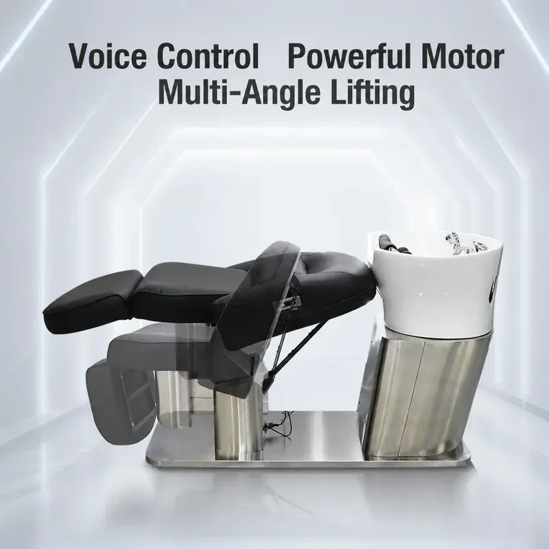 Bojo Automatic Massage Shampoo Bed with Special Ceramic Basin Semi Reclining Flush Chair for Hair