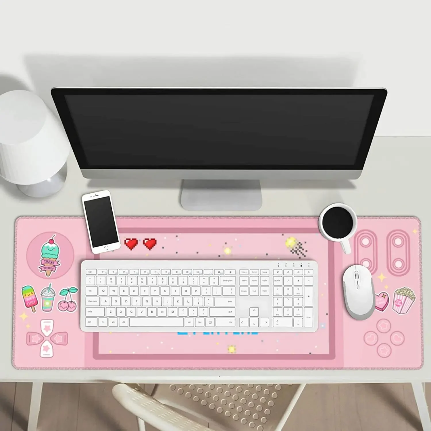 الوردي بدء لعبة ماوس الوسادة XL تمديد ماوس وسادة مكتب طويلة نونسليب المطاط الفئران الحصير مخيط حواف Playmat 31.5x11.8 بوصة