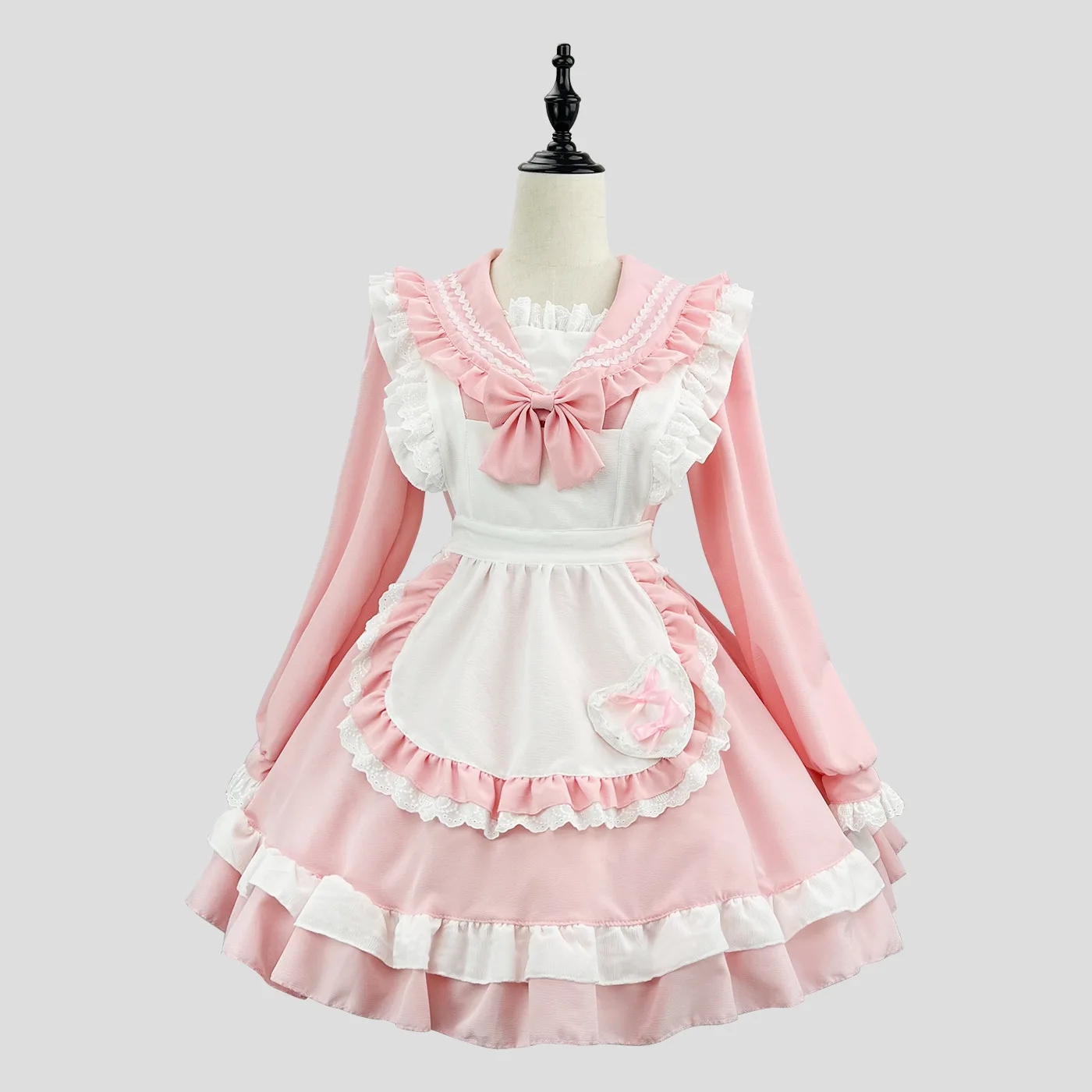 2024 New Style Japanese College Sailor Suit COS Maid Outfit Long-sleeved Dress Maid Apron Suit Sweet Halloween Party Dress