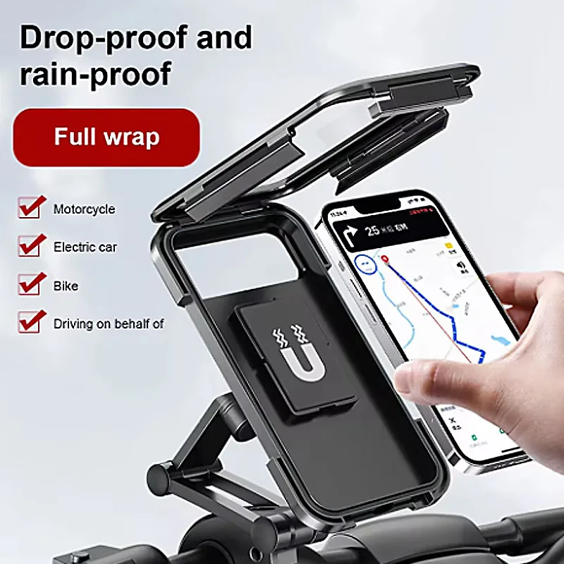 Waterdichte motorfiets fiets mobiele telefoon houder ondersteuning universele fiets GPS 360 °   Draaibare verstelbare motorfiets mobiele telefoonhouder