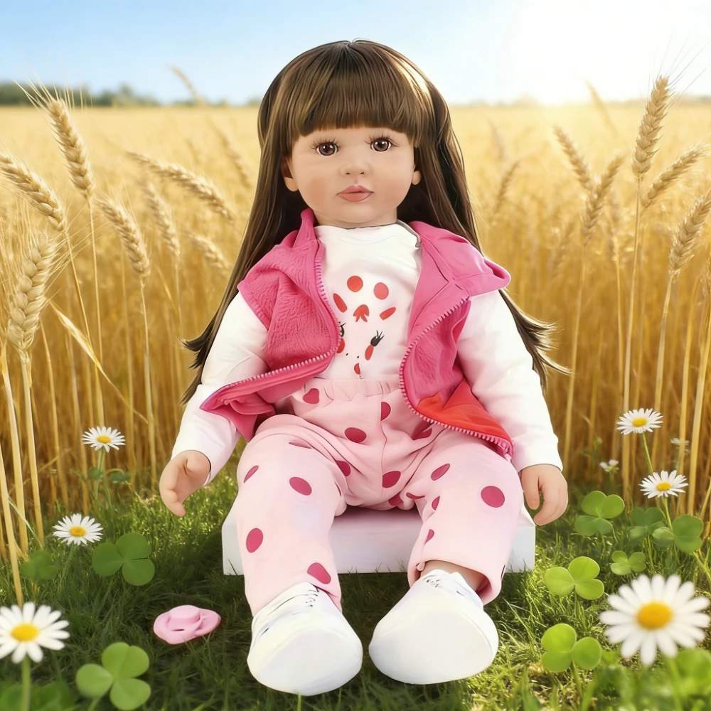 

BZDOLL 60CM 24inch Princess Toddler Reborn Doll Toys for Girl Vinyl Limbs Cloth Body Doll Newborn Baby Toy Lovely Birthday Gift