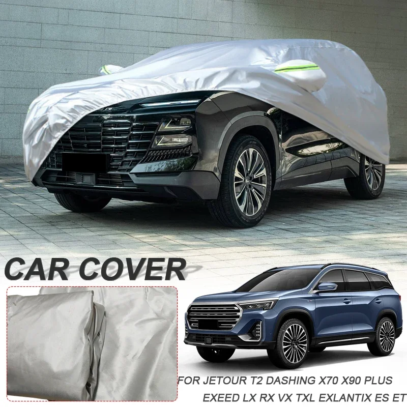 

For EXEED LX RX TXL VX ELANTIX ES ET JETOUR DASHING T1 T2 X70 PLUS X90 PLUS KAIYI X7 Polyester Waterpoof Car Cover Accessory