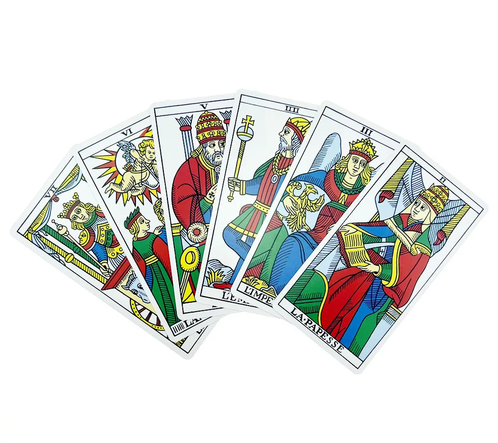 12x6.5cm Marseille Tarot Deck 78Pcs Full English Version Magic Tarot Board Game Universal Tarot Cards with Paper Instruction