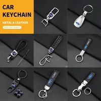 3D Metal Leather Auto Styling Car Keychain Key Chain Key Rings For Ford ST FOCUS 2 3 Mondeo Fiesta Kuga MK2 MK3 MK4 Accessories