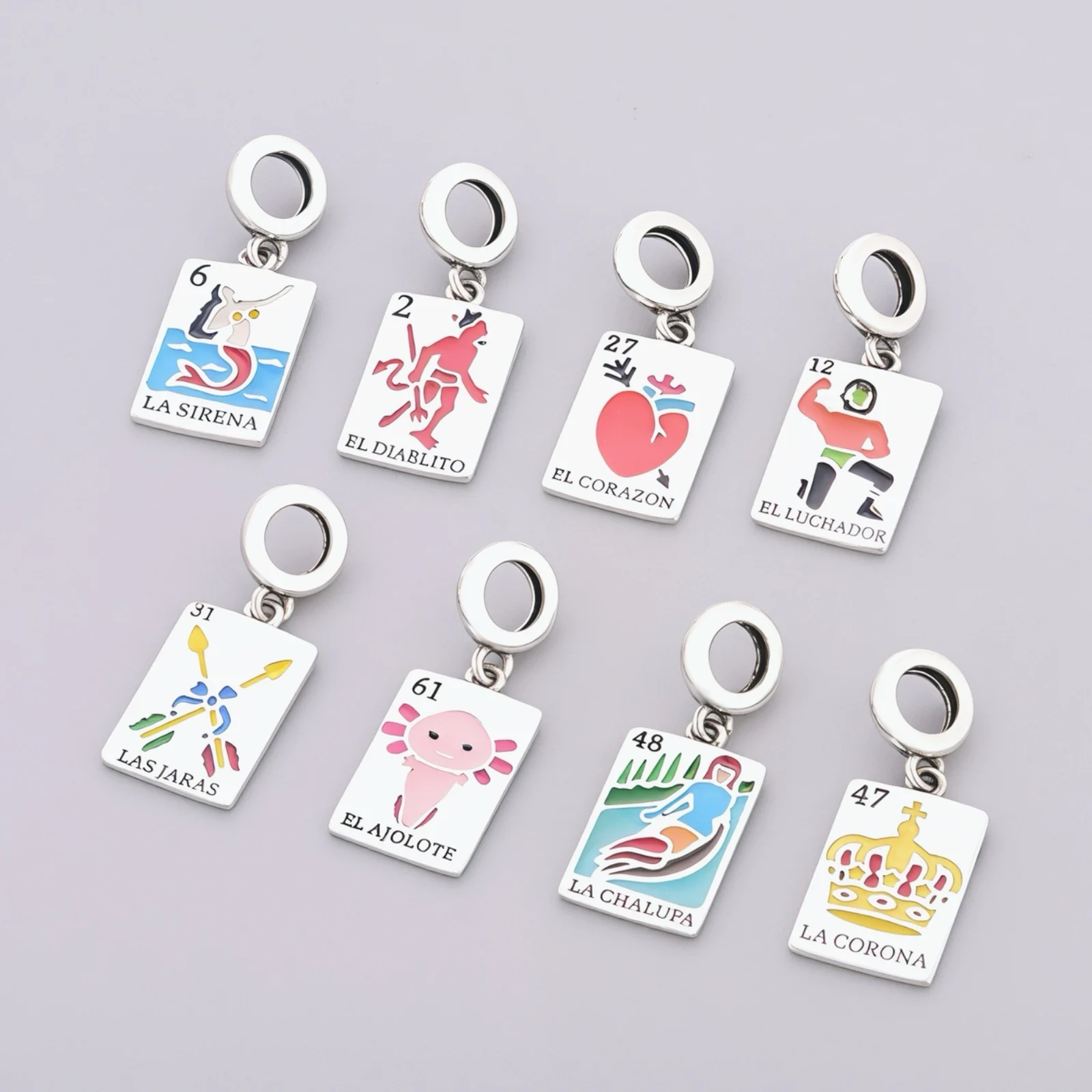 

Fit Original Pan Charm Bracelet 925 Silver Mexico EL DIABLITO LAS JARAS Loteria Mexicana Game Bead For Making Teens Berloque New