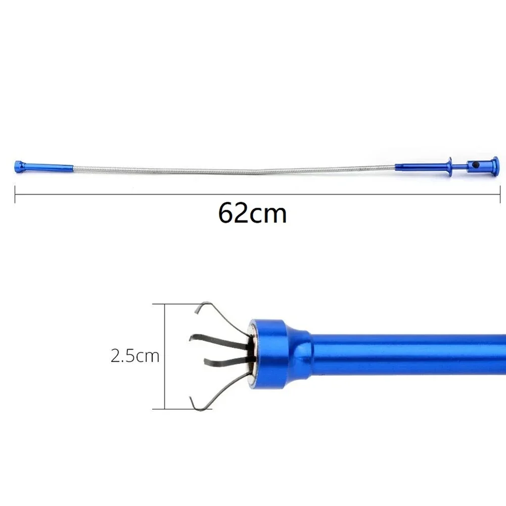 Magnetic Pick Up Tool 1 Pcs 4 Claw 62cm Accessories Alloy Blue Claw Flexible Grabber Hand Tools LED Light Picker