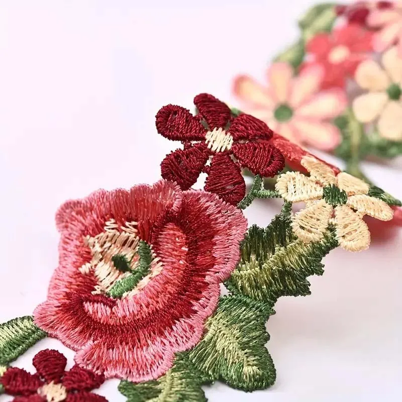 1 ياردة ملونة حساسة للذوبان في الماء الدانتيل والتطريز DIY بها بنفسك نمط العرقية للملابس طوق اكسسوارات المنزل الخياطة زين