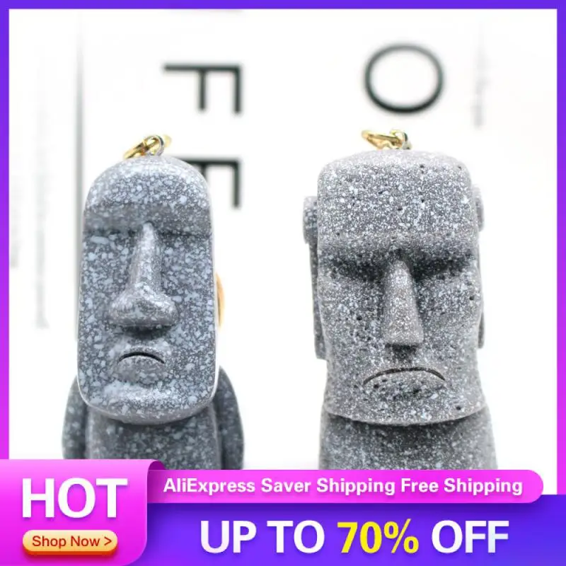 Key Ring Pendant Selected Materials Normal Packaging Bag Pendant Keychain Durable Resin Moai Statue Simulation Miniature