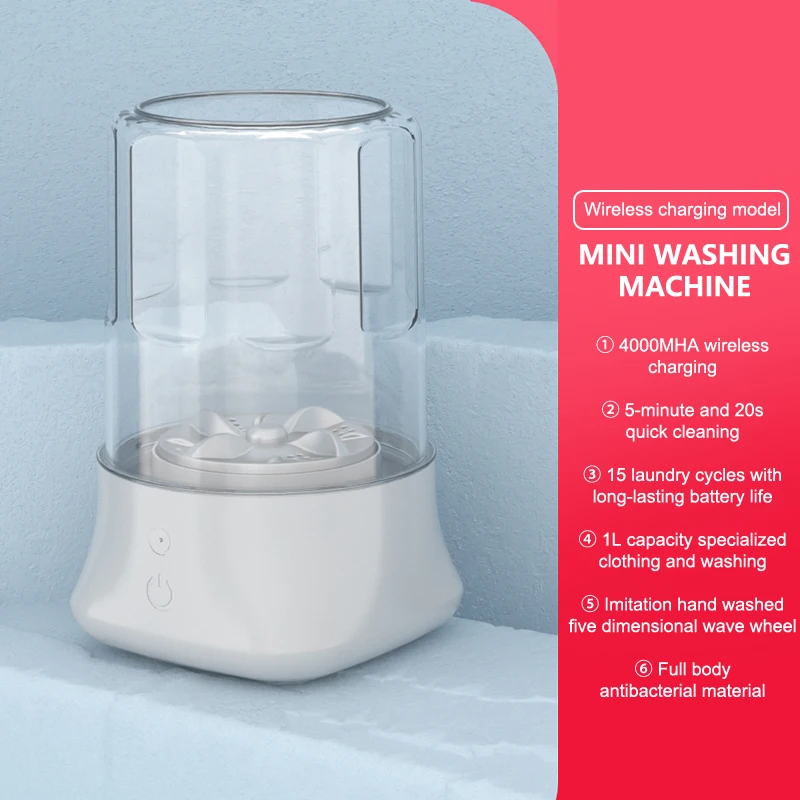 Мини-портативная компактная беспроводная стиральная машина, беспроводное перезаряжаемое маленькое средство для чистки одежды, инструменты для глазури для носков, нижнего белья
