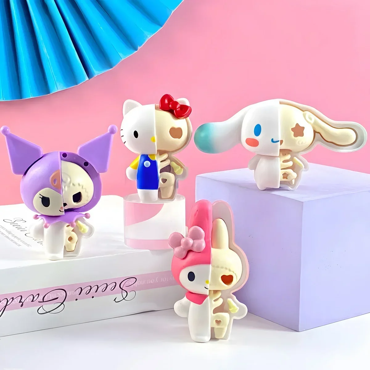 

6pcs/set Sanrio Blind Box Melody Kuromi Cinnamoroll Pochacco Anime Doll Lotso Car Ornaments Figure Cute Desktop Decoration