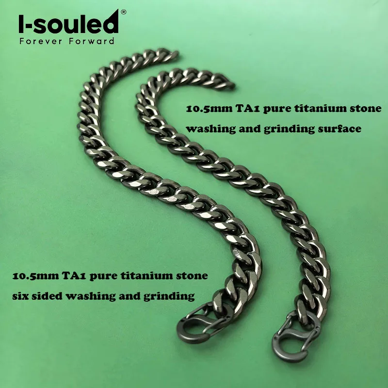 

10.5mm TA1 pure titanium stone washed and ground six sided/ground flat men's bracelet lightweight and skin friendly