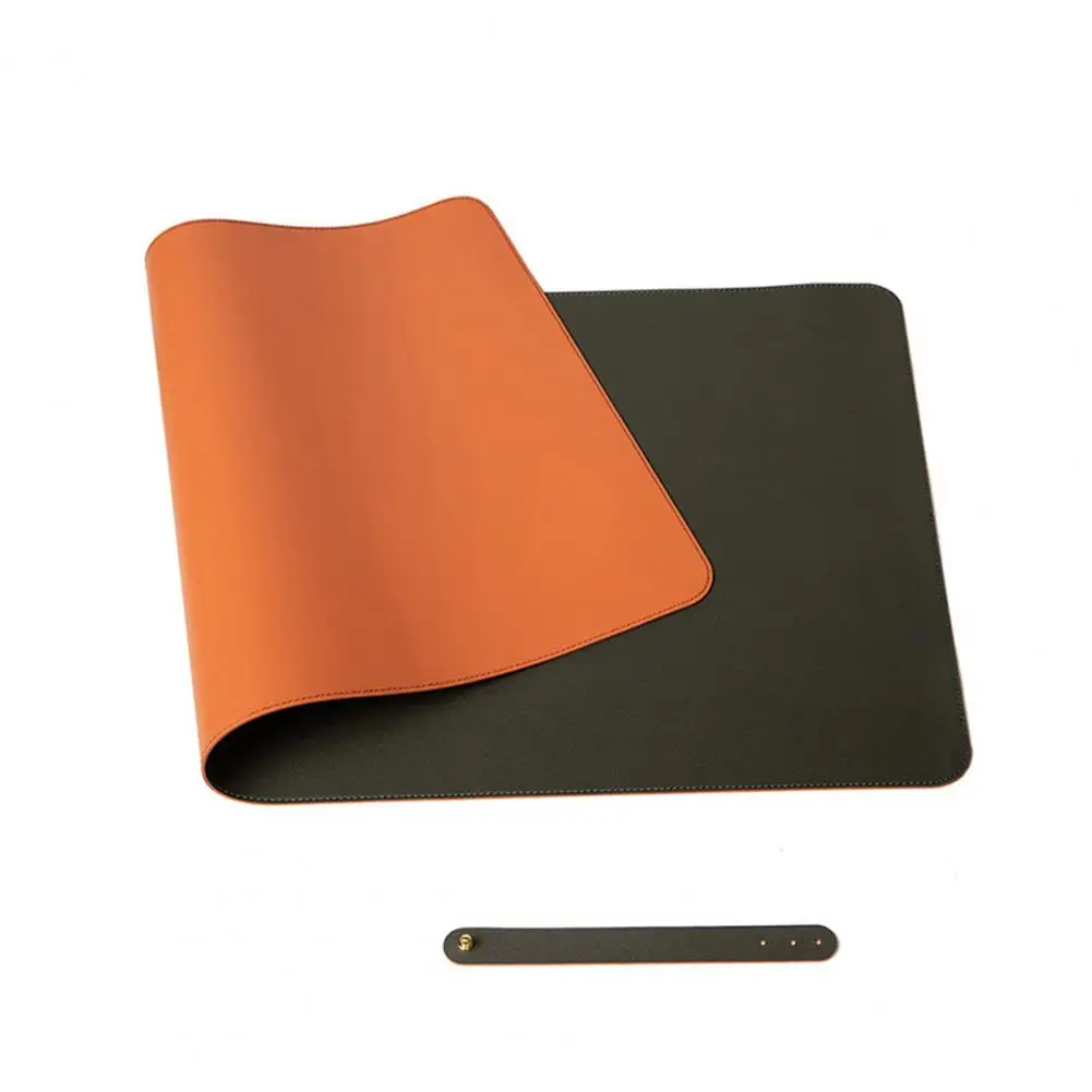 Stain Resistant PVC Mouse Pad Strap Design Faux Leather Decorative Smooth Surface Mouse Cushion Desk Gaming Keyboard Mat