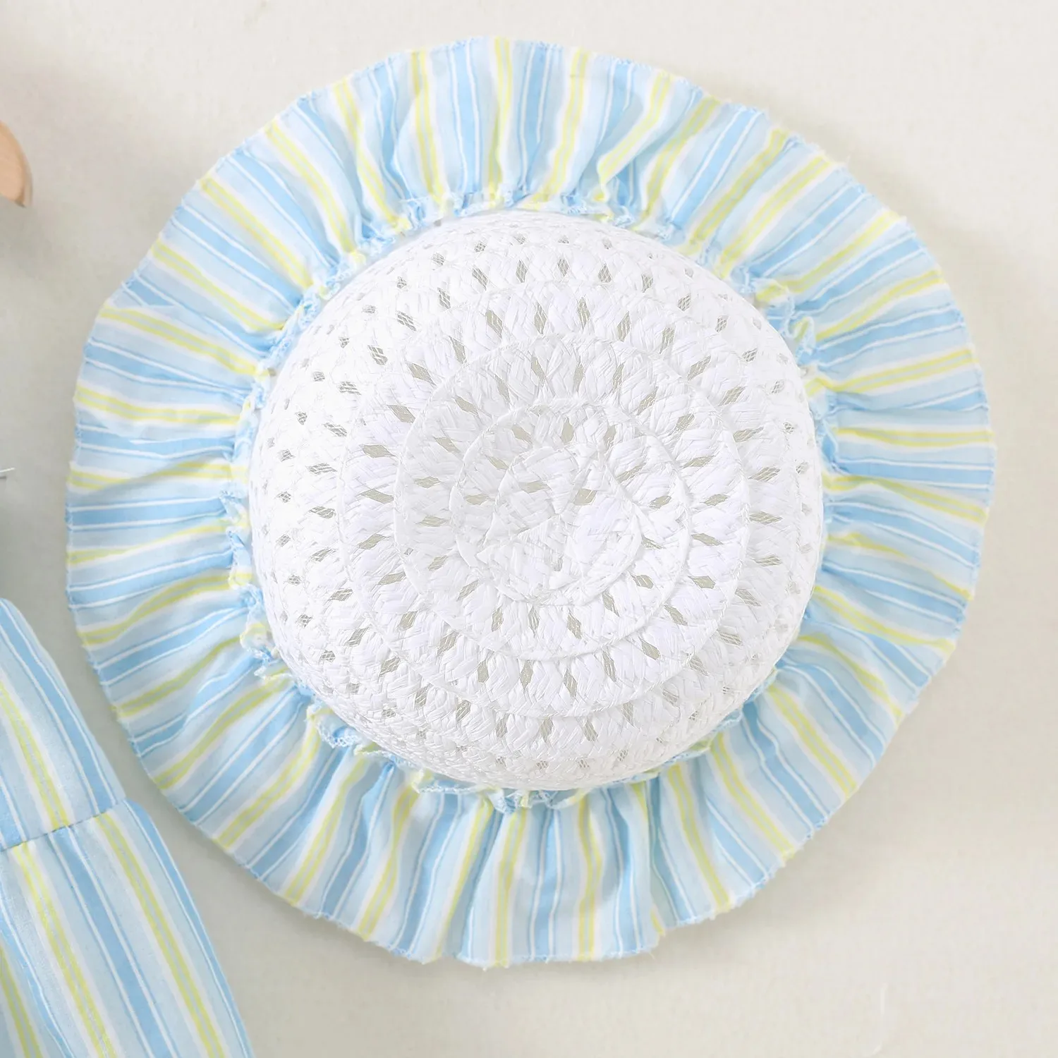 فستان أطفال صيفي بعمر 0-3 سنوات فستان بحمالات للفتيات الصغيرات فستان أنيق مخطط للحفلات فستان الأميرة + قبعة ملابس أطفال