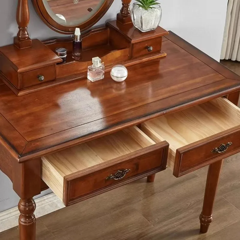 Organizers Brown Dressers Mirror Large Sturdy Beauty Luxury Vanity Desk Hotel Bedroom Storage Coiffeuse De Chambre Furniture