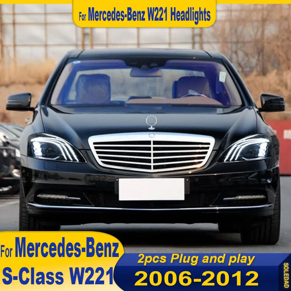 

Пара фар для Mercedes-Benz S class W221 2006-2012 Maybach стиль, светодиодные фары в сборе, аксессуары для линз проектора