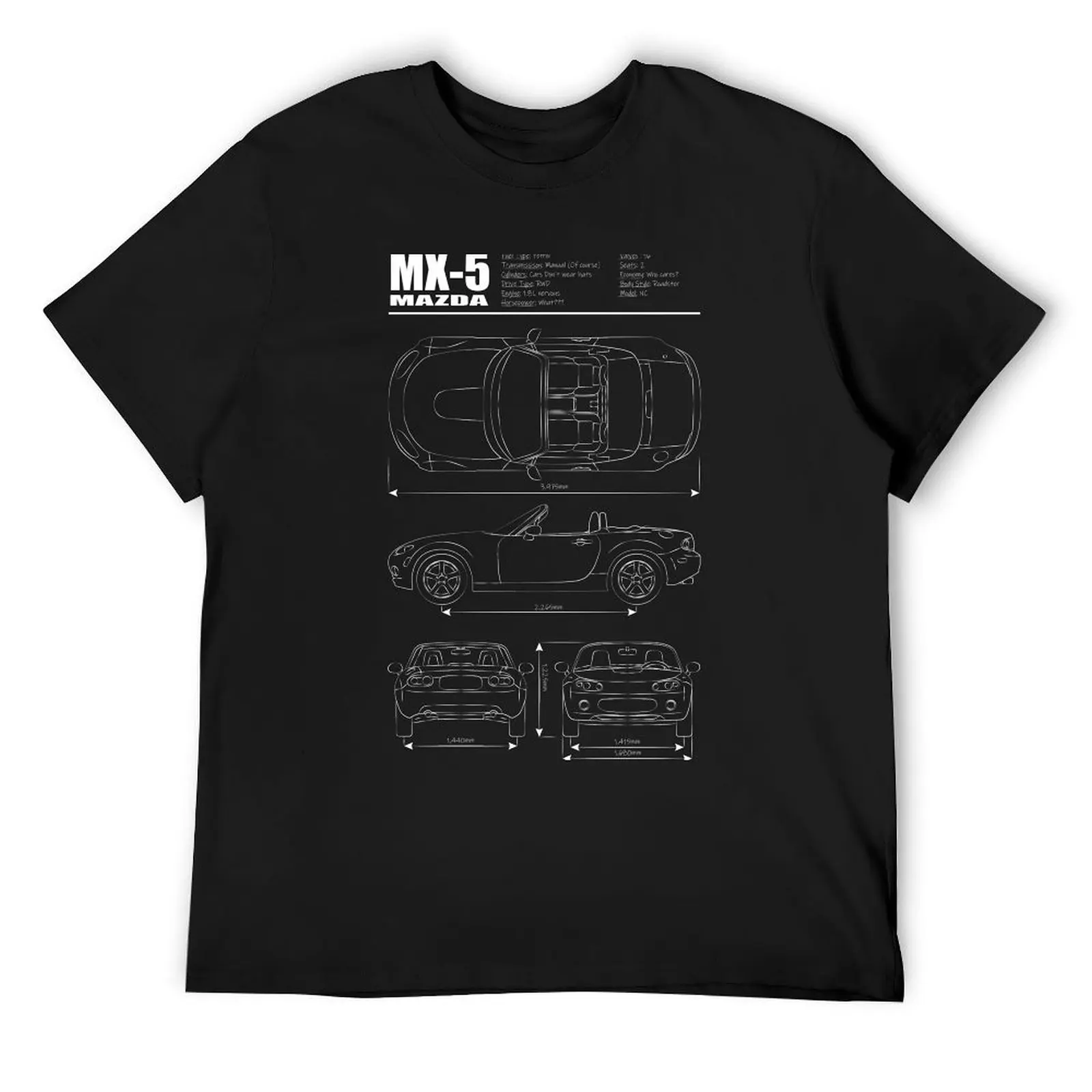 

Miata Blueprint NC White T-Shirt customizeds vintage funny t shirts men