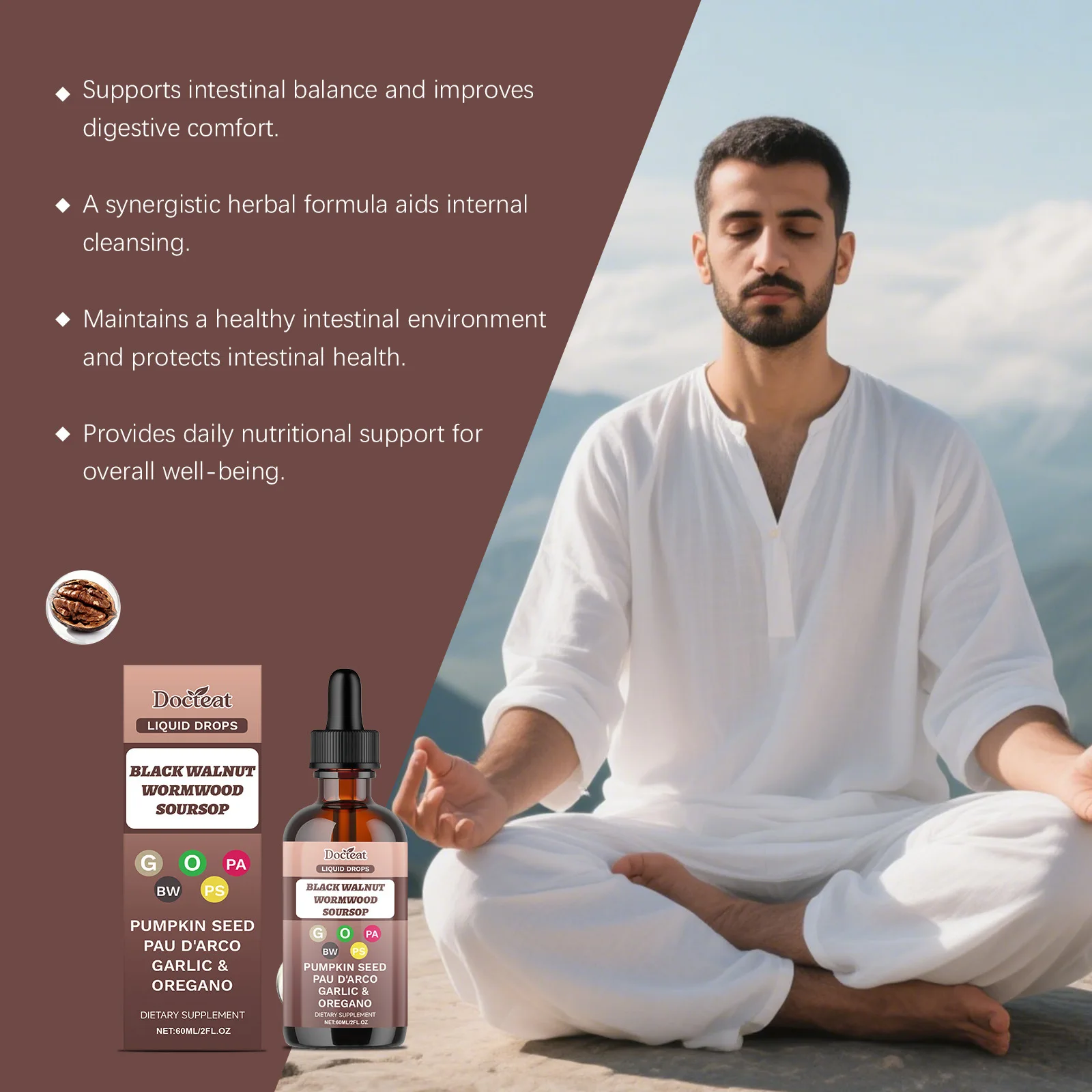 Black Walnut Wormwood Clove Liquid Drops Gut Cleanse Intestinal Detox Digestive Support Parasite Cleanse Herbal Tincture Vegan