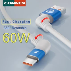COMNEN  USB A to Type C Charging Cable Type C to Type c PD 60W QC 3.0 fast charging cable Iphone Android Huawei Samsung gamepad