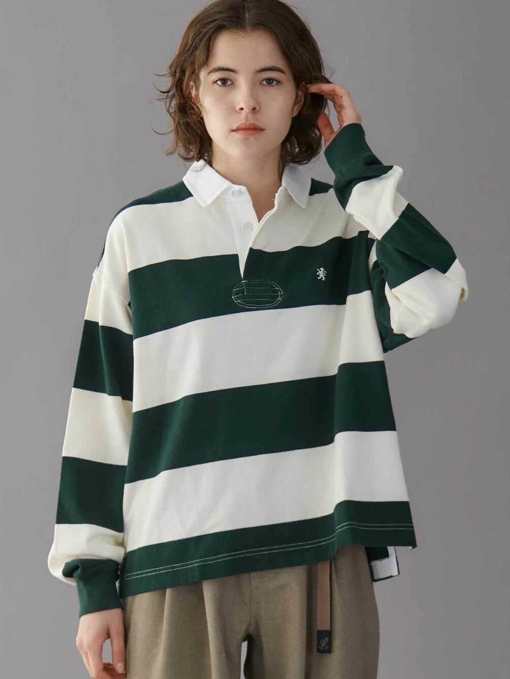 Camiseta holgada de rayas anchas para hombre, camiseta universitaria japonesa Sle irt a juego, colaboración de León, algodón, larga, Sve