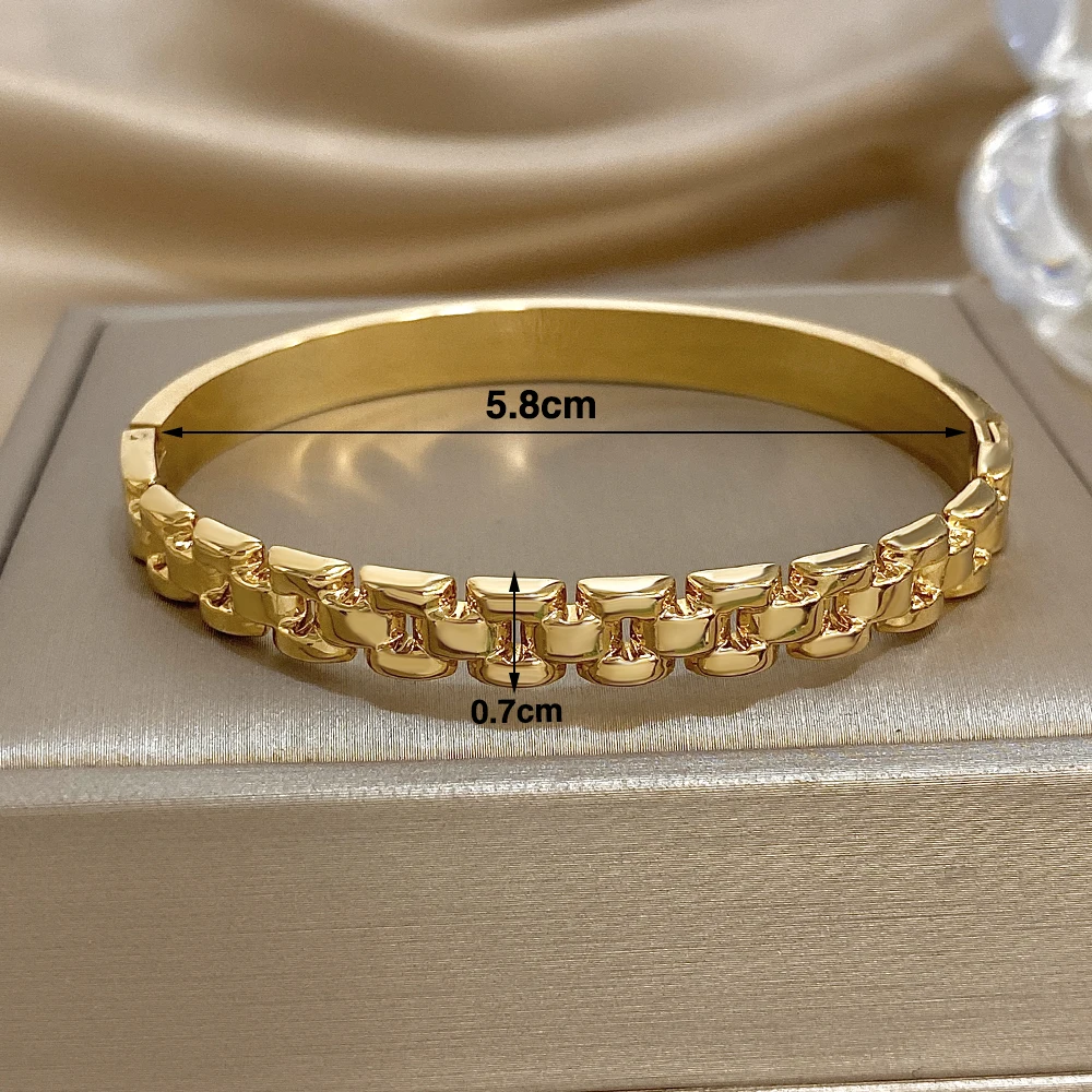 Freetry موضة الفولاذ المقاوم للصدأ سلسلة الإسورة سوار للنساء مقاوم للماء الذهب اللون غير النظامية المفتوحة الربيع الإسورة مجوهرات اليد