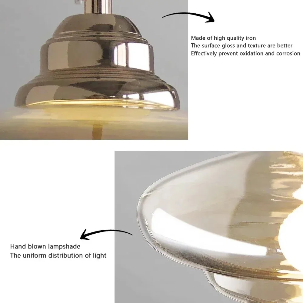 Nordic Minimalist Glass Pendant Light With Single Head Antique Style Cream Hanging Light Study Bar Counter Front Desk Studio