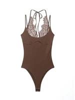 Ladies Sexy Slim Bodysuits Women Chic Lace Partwork Sleeveless Fashion Backless Sling Tops Newest Casual Playsuit Outfits Female - Image 5