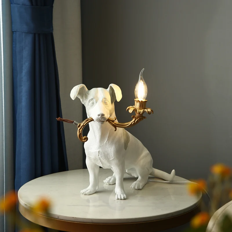 Nordic Terrier Dog Table Lamps for Bedroom Bedside Lamp Home Deco Animal LED Table Light Indoor Children's Lamp