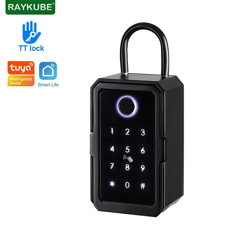 RAYKUBE Electronic Key Box Fingerprint Password IC Card Bluetooth TTlock / Tuya Smartlife Security Portable Boxes For Keep Keys