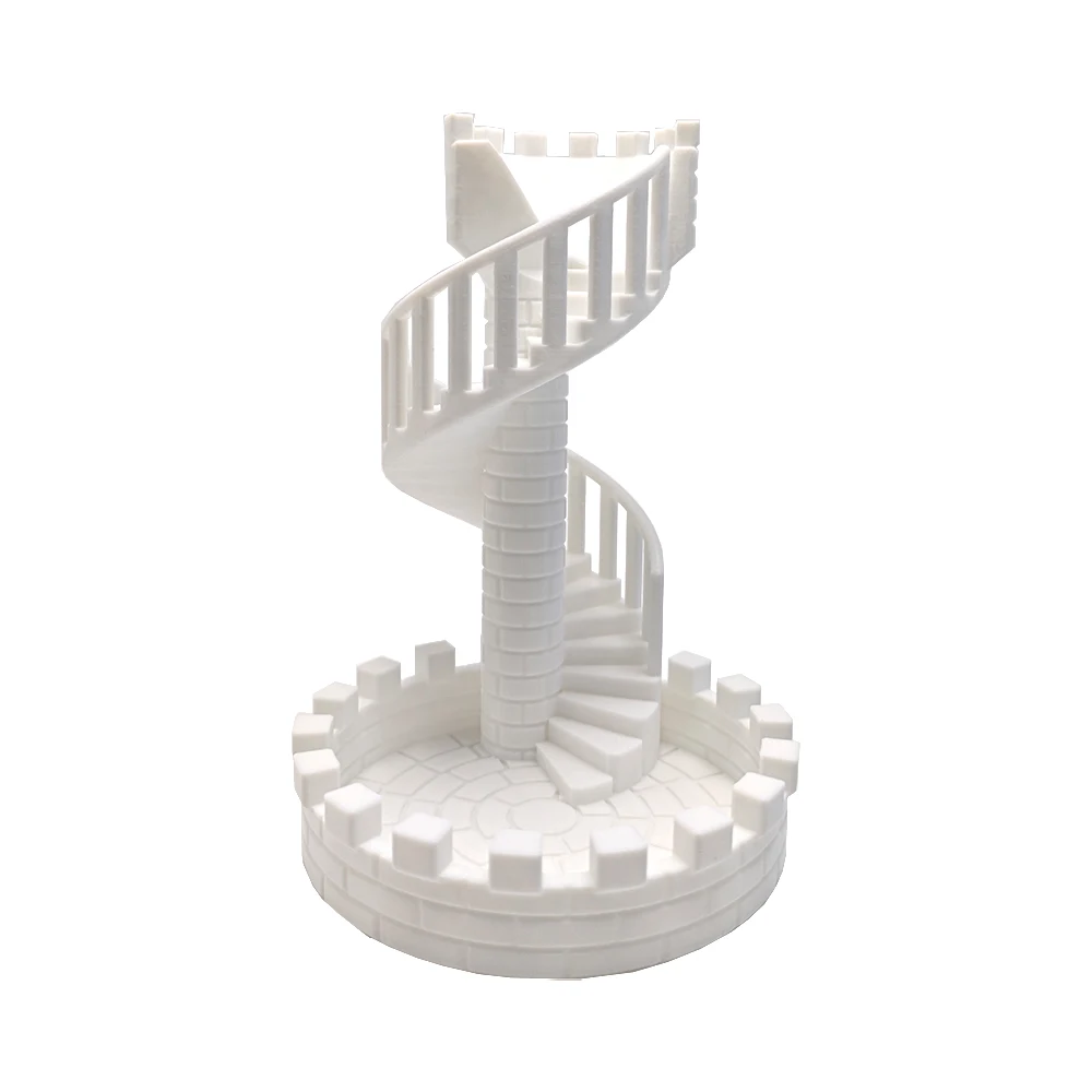 DND Dice Tower Twister Accessory for Role Playing Board Games Tabletop Rolling Spiral Staircase Castle Tray