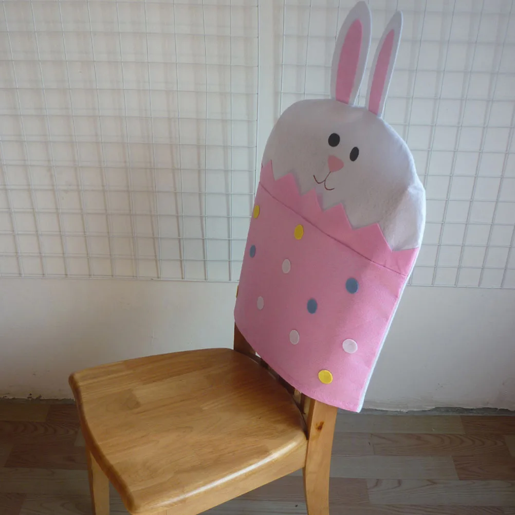 غطاء كرسي أرنب وردي على شكل عيد الفصح، حافظة واقية قابلة للإزالة لتزيين غرفة الطعام والمنزل والفندق والمهرجانات والأرنب #2