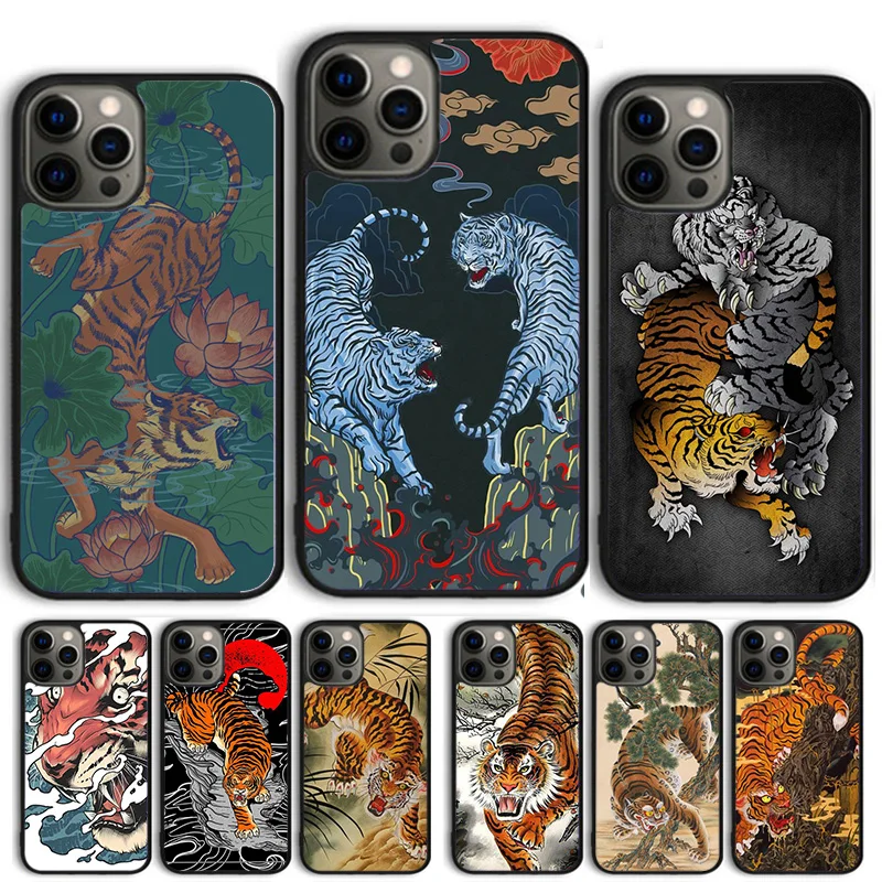 Japanische Tiger Handy hülle Abdeckung für iPhone 15 16 11 13 14 pro max 12 mini plus x xs max xr Fundas