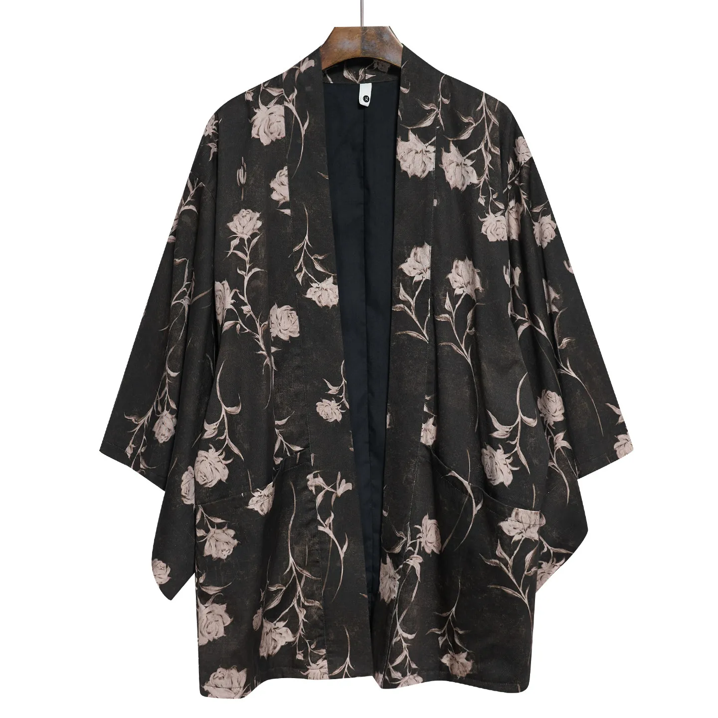 Fall 2026 Cotton Designer Mid-Length Black Gray Robe Cardigan Boys Japanese-Style Retro Jacket Coat